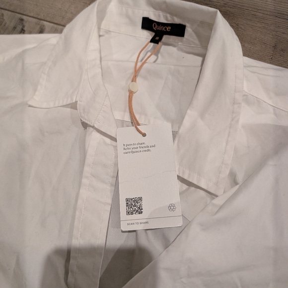 Quince Women's 100% Organic Cotton Poplin Long Sleeve Boyfriend Shirt White S N - Picture 3 of 4